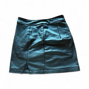 Rewash Faux Leather Skirt XS Black Mini With Front Slit